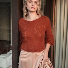 Load image into Gallery viewer, KHALEE YOSE White Chic Mohair Pullover Sweater Autumn 2019 Long Sleeve Hollow Out Sweater O-neck Casual Pullovers Women Jumper