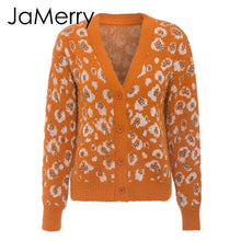 Load image into Gallery viewer, JaMerry Vintage leopard print mohair women cardigan sweater Button knitted female cardigan Long sleeve autumn winter jumper coat