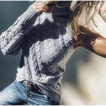 Load image into Gallery viewer, Sexy One Shoulder Twist Knitted Sweater Women Long Sleeve Turtleneck Sweaters Autumn 2019 White Vintage Pullover