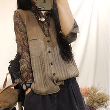 Load image into Gallery viewer, Women Spring Autumn Sleeveless Knitted Tops Ladies Knitwear V neck Vest Female Fall 2019 Knit Cardigans Jacket