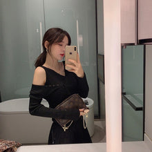 Load image into Gallery viewer, Mishow Autumn Basic Solid Slim Fit Off-the-shoulder Knit Sweater Women VNeck Long Sleeve Pullover Tops MX19D5452