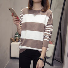 Load image into Gallery viewer, Plus Size Striped Knitted Sweater Women Autumn Winter 2019 Korean Style Modis Loose Large Size Pullovers Ladies Sweaters Jumper