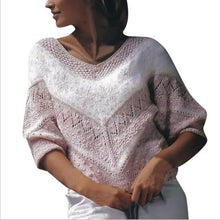 Load image into Gallery viewer, New Spring Sweater Women Long Sleeve O-Neck Symmetrical V Pattern Warm Winter Loose Kint Sweaters Pullover pull jumper Tops
