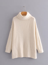 Load image into Gallery viewer, AOEMQ Autumn and Winter New Long Solid Colors Thick Sweater Knit Fluorescent High Collar Loose Pullover Sweater Female
