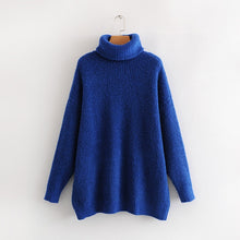 Load image into Gallery viewer, AOEMQ Autumn and Winter New Long Solid Colors Thick Sweater Knit Fluorescent High Collar Loose Pullover Sweater Female
