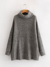 Load image into Gallery viewer, AOEMQ Autumn and Winter New Long Solid Colors Thick Sweater Knit Fluorescent High Collar Loose Pullover Sweater Female