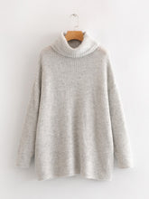 Load image into Gallery viewer, AOEMQ Autumn and Winter New Long Solid Colors Thick Sweater Knit Fluorescent High Collar Loose Pullover Sweater Female