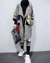 Load image into Gallery viewer, 2016 New Women Individuality Appliques Long Cardigans Fashion Thick Knitted Sweater Coat Women's Sweater Shawl And Ponchos