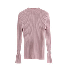 Load image into Gallery viewer, Toyouth Women Ribbed Long Sleeve Sweater Solid O-Neck Sweaters Long Sleeve Thin Sweaters Autumn Winter Tops Sueter Mujer