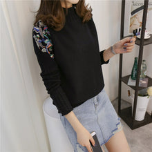 Load image into Gallery viewer, 2019 Korean Fashion Women Sweaters and Pullovers Sueter Mujer Ruffled Sleeve Turtleneck Solid loose Sexy Elastic Women Tops