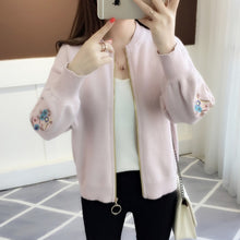 Load image into Gallery viewer, of new fund of 2019 autumn outfit embroidered with a han edition zipper sweater knit cardigan loose women's female