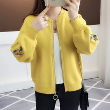Load image into Gallery viewer, of new fund of 2019 autumn outfit embroidered with a han edition zipper sweater knit cardigan loose women's female