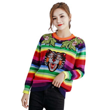 Load image into Gallery viewer, NiceMix  Color Striped Sweaters Women Tops Tiger 2019 Fashion Streetwear Pullovers and Sweater Femme Pull Stripe Jumper rainbow
