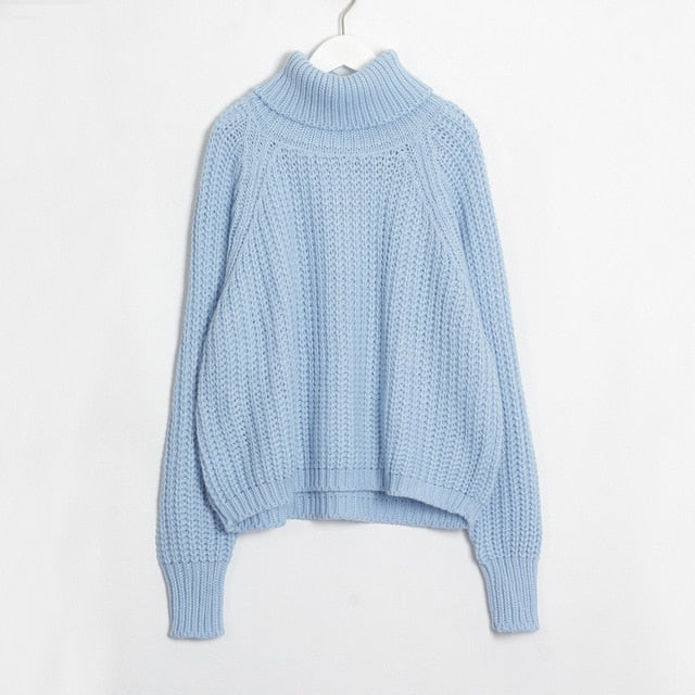 Wixra Women Turtleneck Chunky Oversized Sweater Full Sleeve Women Knit Sweaters Solid Pullover And Jumper 2019 Autumn Winter