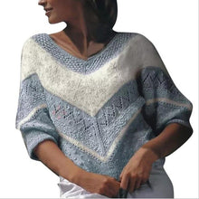 Load image into Gallery viewer, New Spring Sweater Women Long Sleeve O-Neck Symmetrical V Pattern Warm Winter Loose Kint Sweaters Pullover pull jumper Tops
