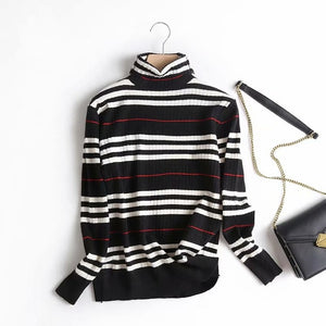 Khaki plaid England style turtleneck pullover sweater knitted pullover basic sweaters S29699-AQ