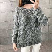 Load image into Gallery viewer, New  Fashion 2019 Women Autumn Winter  Embroidery Brand  Sweater Pullovers  Warm  Knitted Sweaters Pullover  Lady
