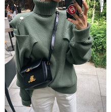 Load image into Gallery viewer, New Winter Sweater Women Pullover Girls Tops Vintage Long Sleeve Autumn Elegant Female Knitted Outerwear Warm Sweater turtleneck
