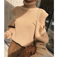 Load image into Gallery viewer, New Winter Sweater Women Pullover Girls Tops Vintage Long Sleeve Autumn Elegant Female Knitted Outerwear Warm Sweater turtleneck
