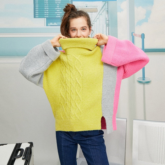Vero Moda winter color matching color turtleneck sweater | 319413557