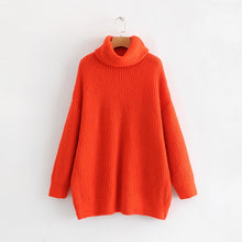 Load image into Gallery viewer, AOEMQ Autumn and Winter New Long Solid Colors Thick Sweater Knit Fluorescent High Collar Loose Pullover Sweater Female
