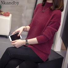 Load image into Gallery viewer, Plus Size Turtleneck Mohair Sweater Women Autumn Winter Fashion Korean Style Oversize Pullovers Sweter Jumper Tops Knitwear 4xl
