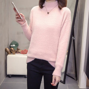Plus Size Turtleneck Mohair Sweater Women Autumn Winter Fashion Korean Style Oversize Pullovers Sweter Jumper Tops Knitwear 4xl