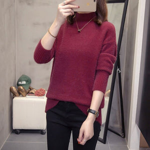 Plus Size Turtleneck Mohair Sweater Women Autumn Winter Fashion Korean Style Oversize Pullovers Sweter Jumper Tops Knitwear 4xl