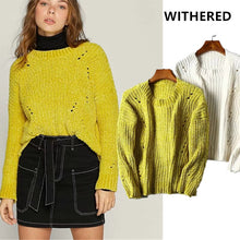 Load image into Gallery viewer, Withered england style high street vintage hole chenille loose winter sweaters women pull femme sweaters women pullovers tops
