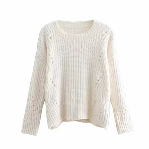Withered england style high street vintage hole chenille loose winter sweaters women pull femme sweaters women pullovers tops