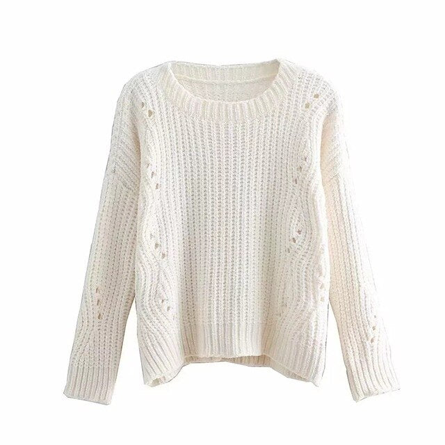 Withered england style high street vintage hole chenille loose winter sweaters women pull femme sweaters women pullovers tops