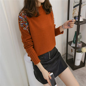 2019 Korean Fashion Women Sweaters and Pullovers Sueter Mujer Ruffled Sleeve Turtleneck  Solid loose Sexy Elastic Women Tops